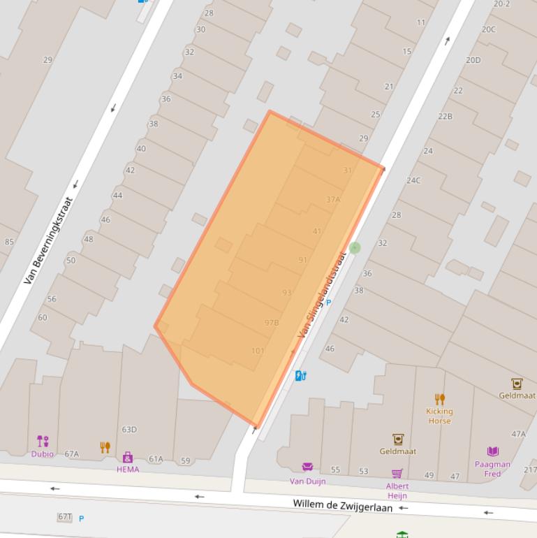 Kaart van postcodegebied 2582XK.