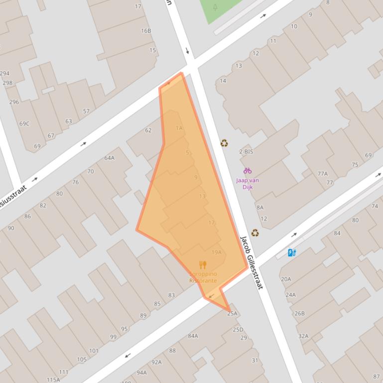 Kaart van postcodegebied 2582XW.