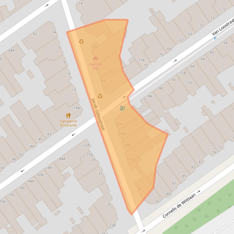 Kaart van postcodegebied 2582XZ.