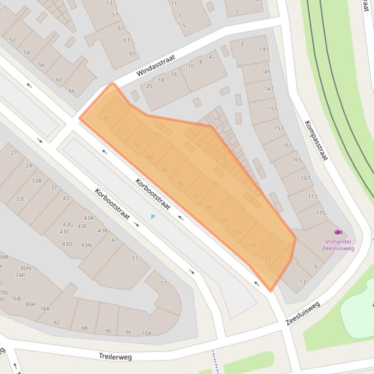 Kaart van postcodegebied 2583CZ.