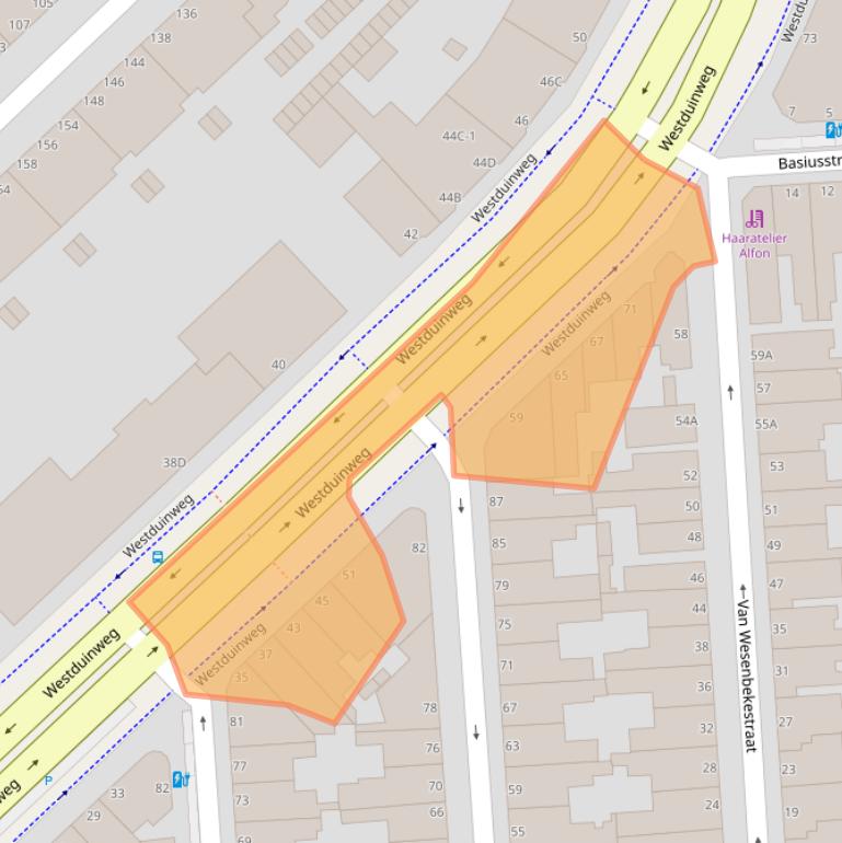 Kaart van postcodegebied 2583EB.