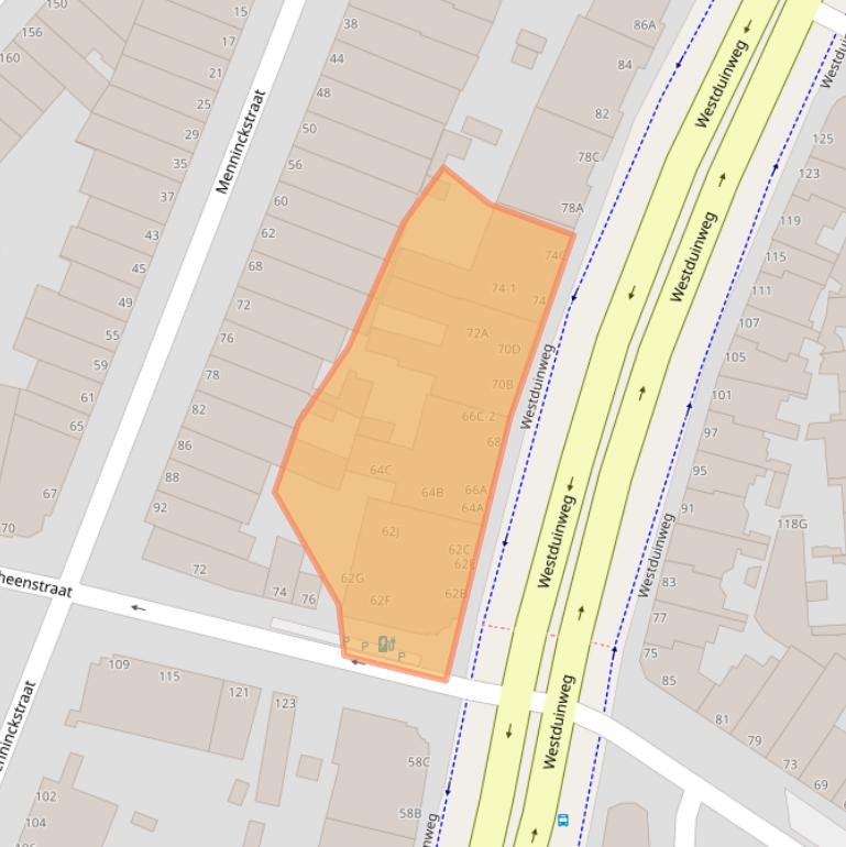 Kaart van postcodegebied 2583EK.