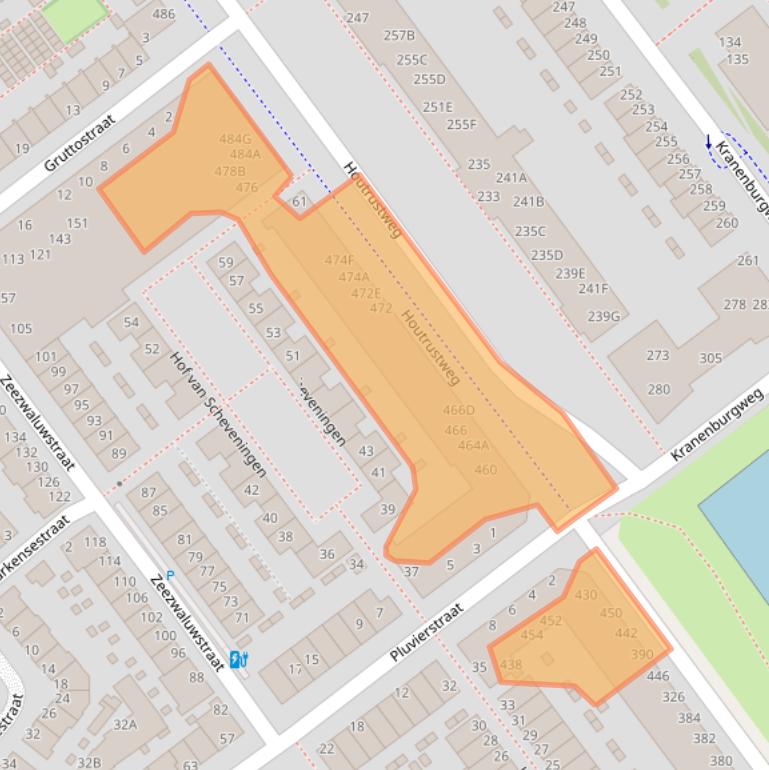 Kaart van postcodegebied 2583EZ.