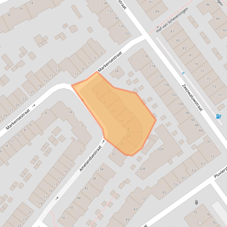 Kaart van postcodegebied 2583HB.