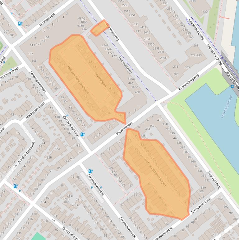 Kaart van postcodegebied 2583JX.