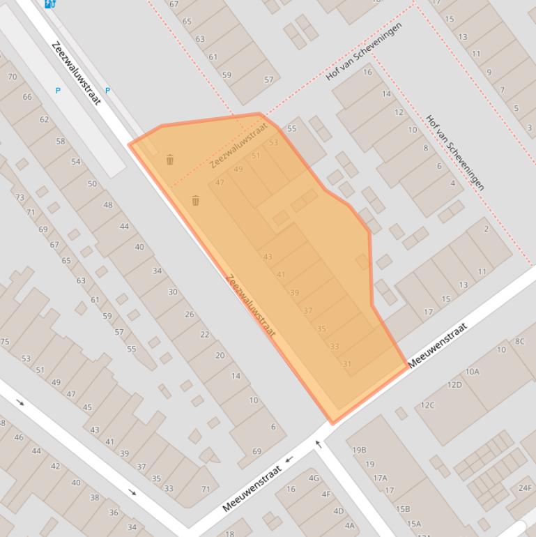 Kaart van postcodegebied 2583RG.