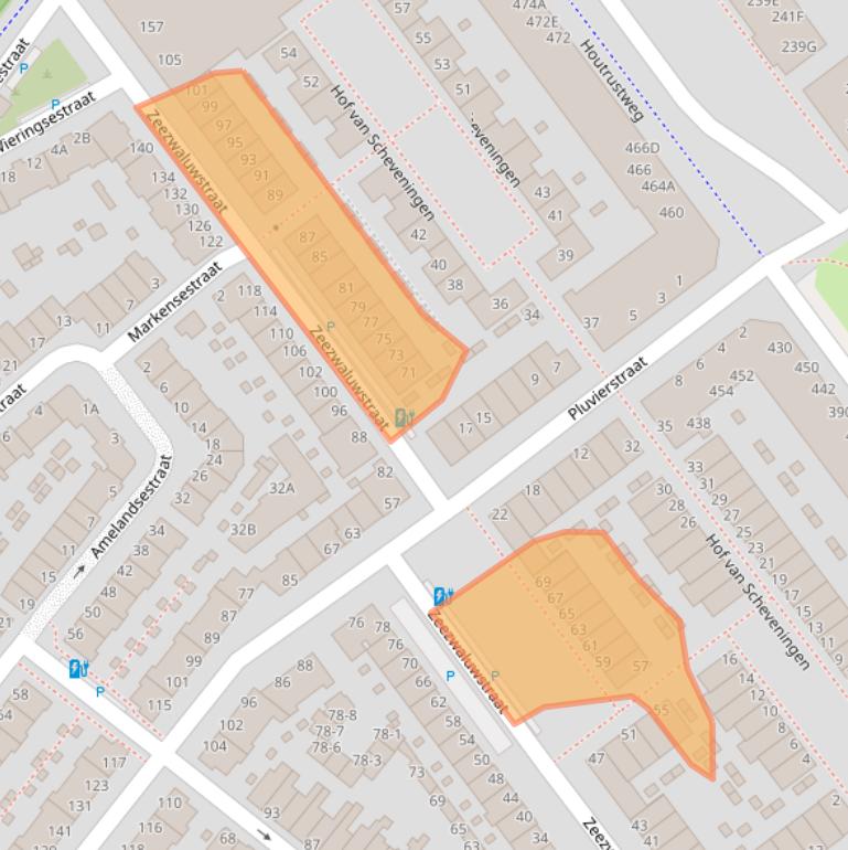 Kaart van postcodegebied 2583RH.