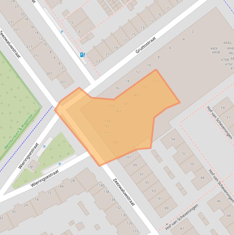 Kaart van postcodegebied 2583RJ.