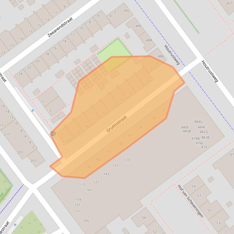 Kaart van postcodegebied 2583SE.