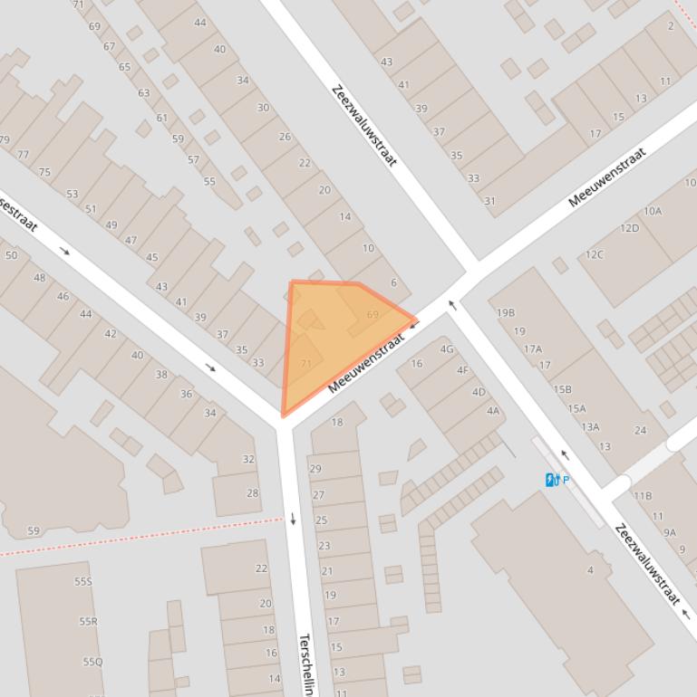 Kaart van postcodegebied 2583SV.