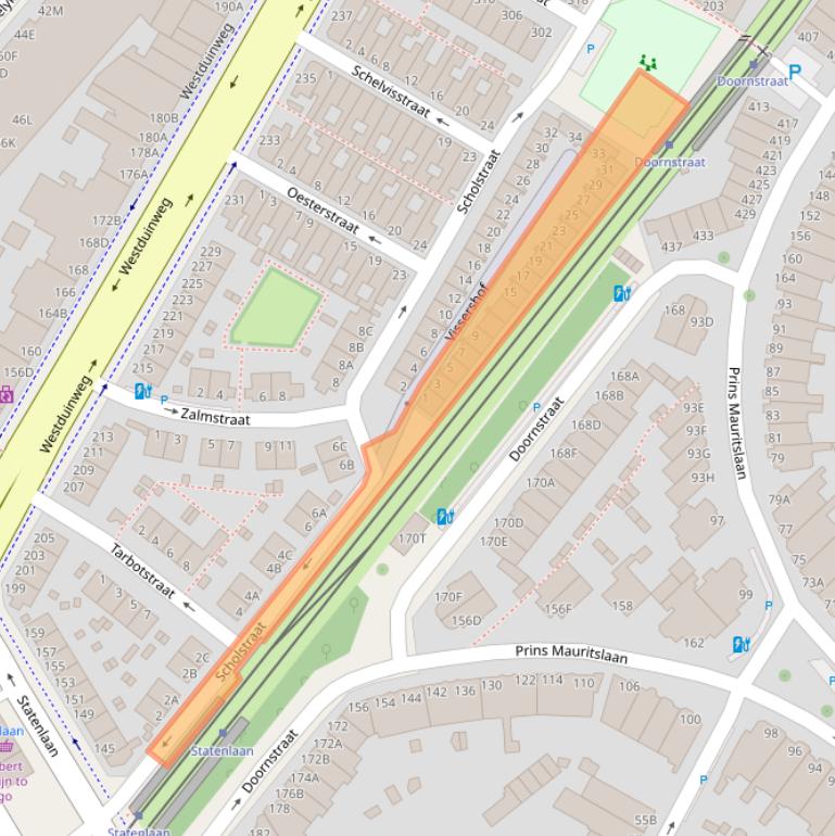 Kaart van postcodegebied 2583TR.