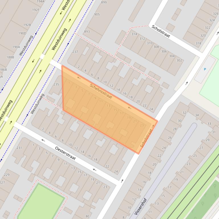 Kaart van postcodegebied 2583TW.