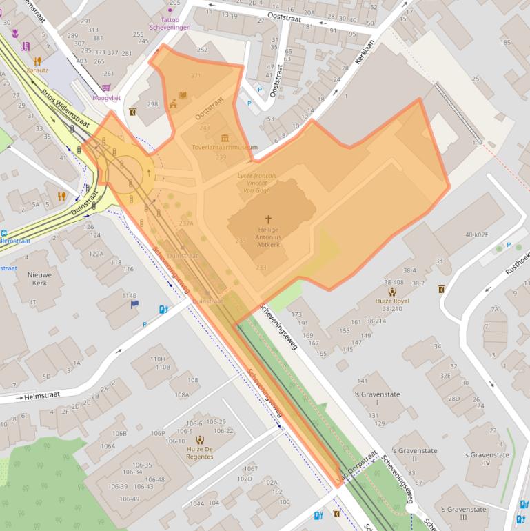 Kaart van postcodegebied 2584AA.