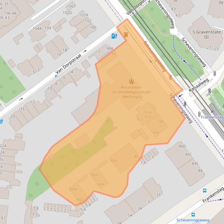 Kaart van postcodegebied 2584AC.