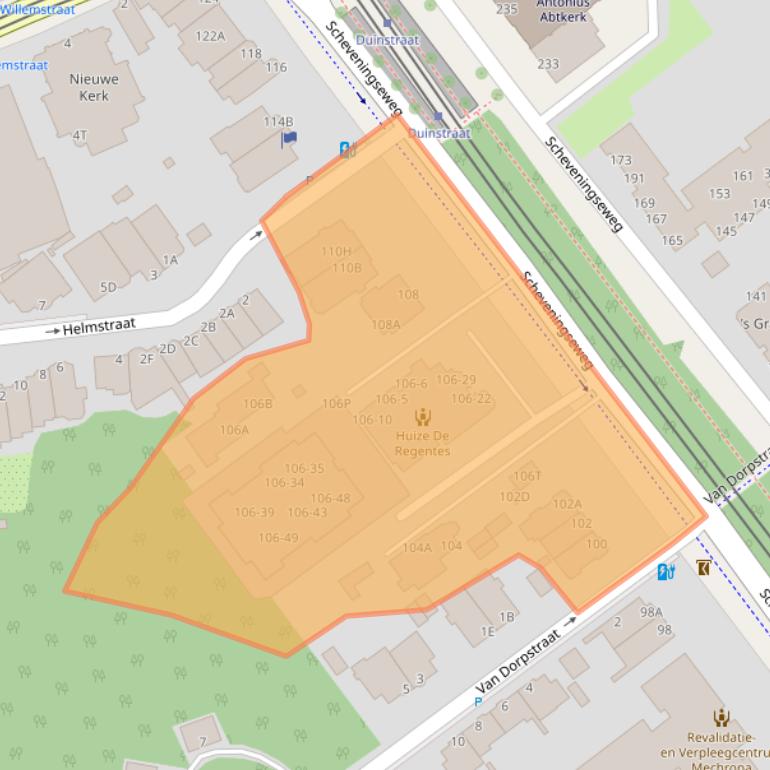 Kaart van postcodegebied 2584AD.