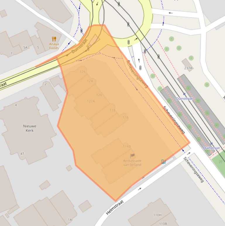 Kaart van postcodegebied 2584AE.