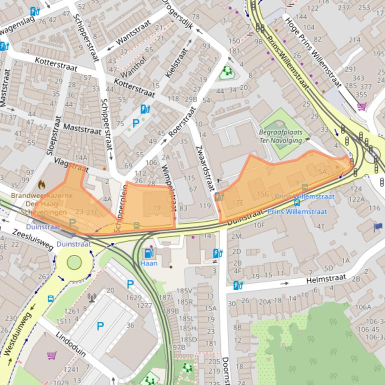 Kaart van postcodegebied 2584AV.