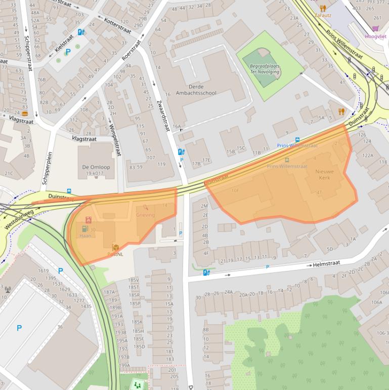 Kaart van postcodegebied 2584AZ.