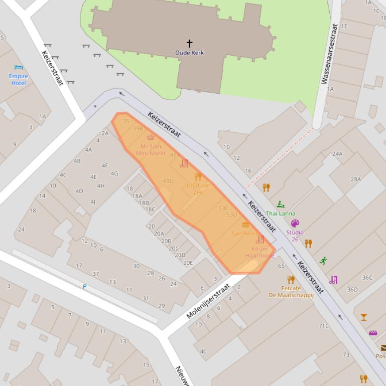 Kaart van postcodegebied 2584BB.