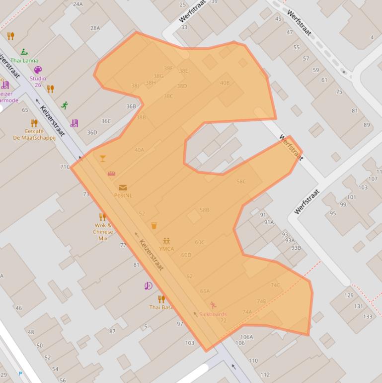 Kaart van postcodegebied 2584BK.