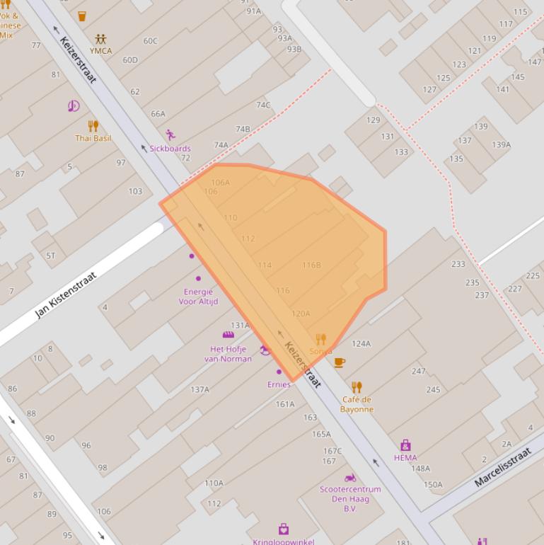 Kaart van postcodegebied 2584BL.