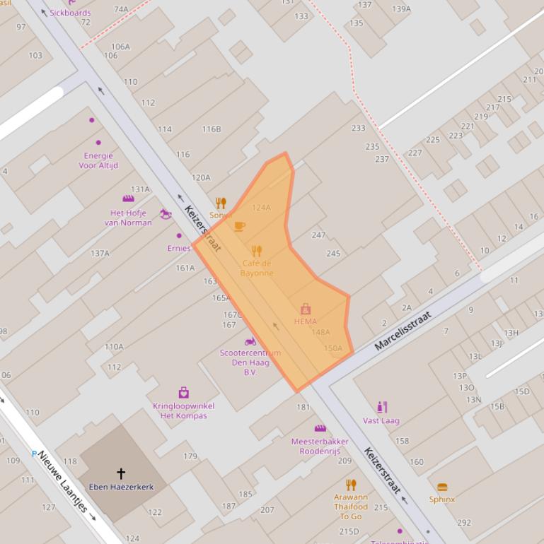 Kaart van postcodegebied 2584BM.