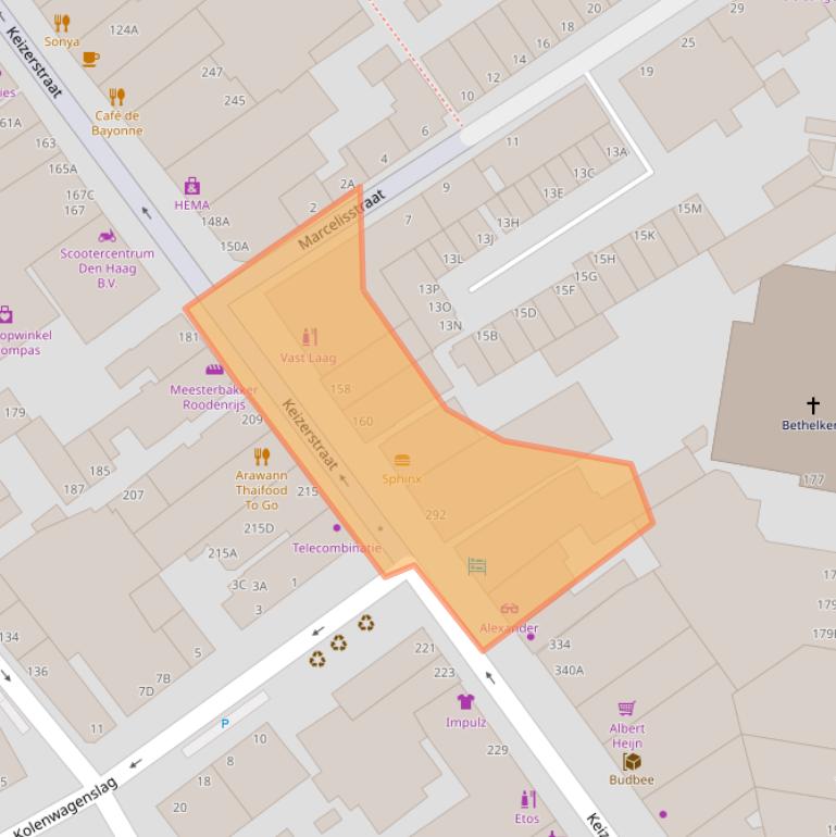 Kaart van postcodegebied 2584BN.