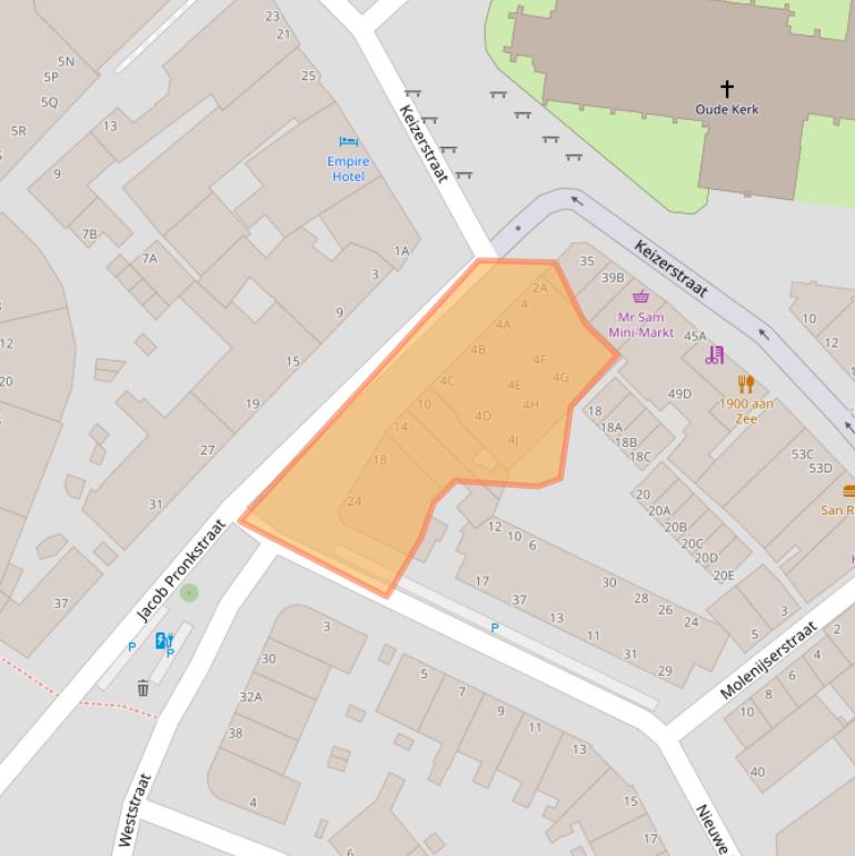 Kaart van postcodegebied 2584BS.