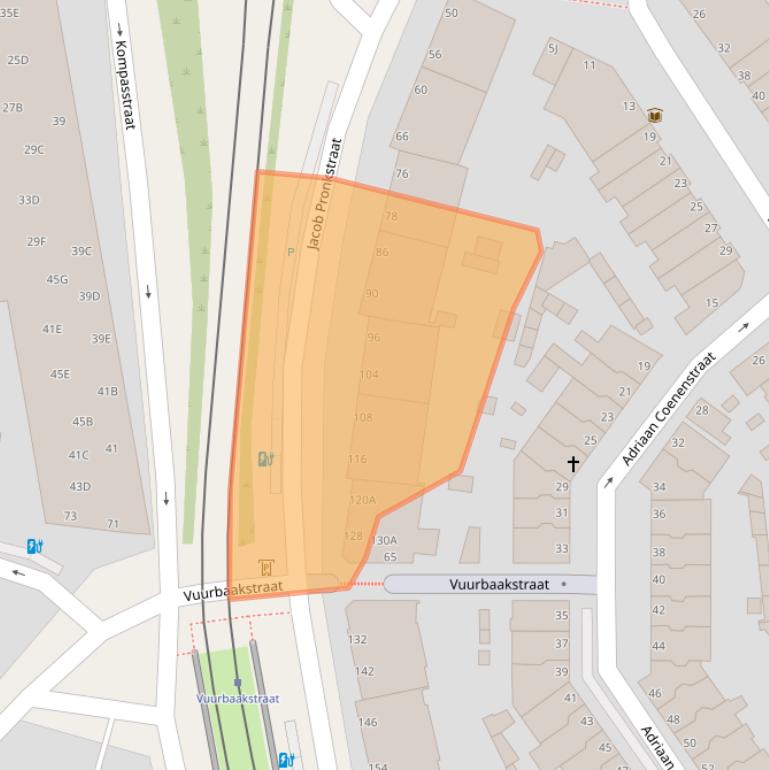 Kaart van postcodegebied 2584BV.