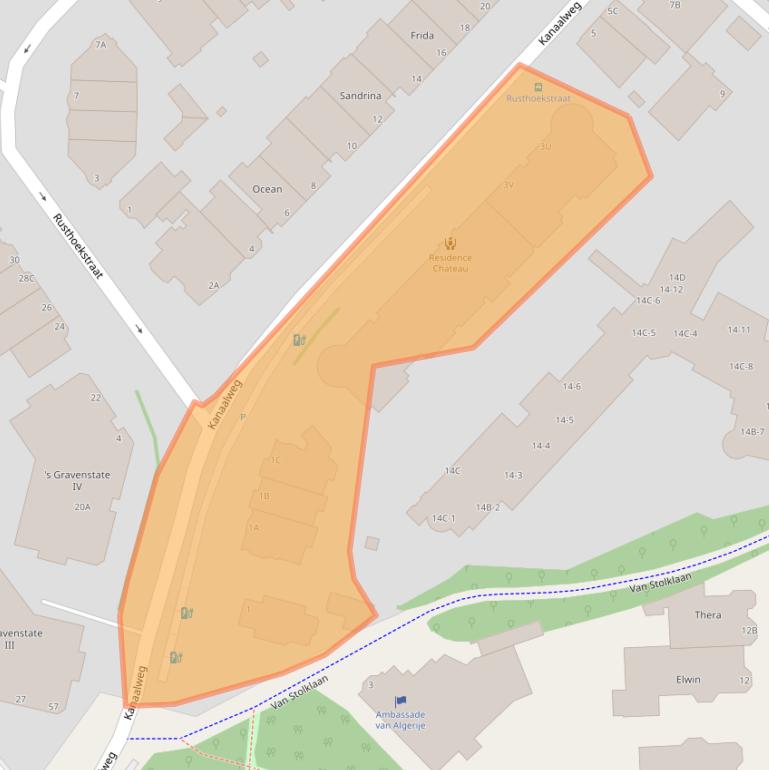 Kaart van postcodegebied 2584CC.