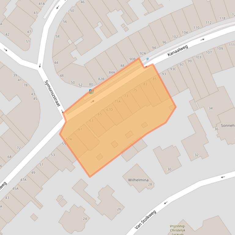 Kaart van postcodegebied 2584CG.