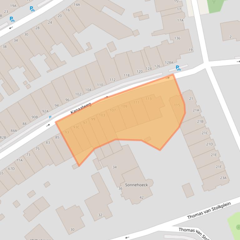 Kaart van postcodegebied 2584CH.