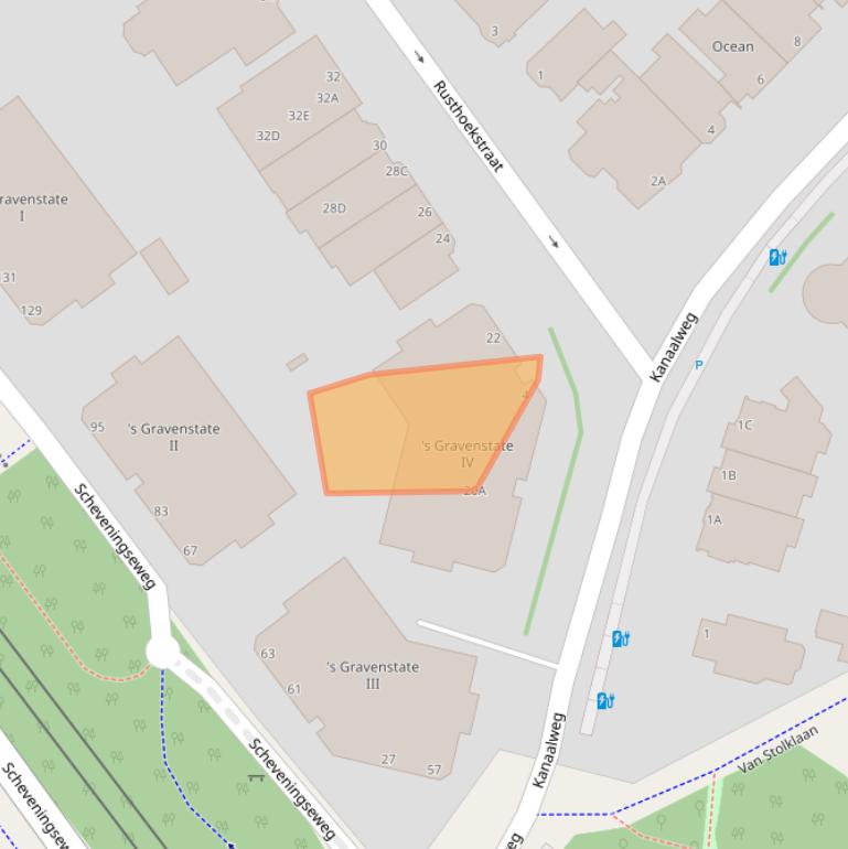 Kaart van postcodegebied 2584CS.