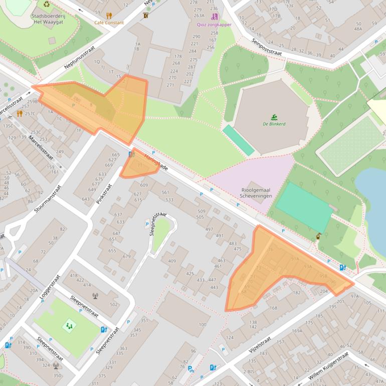 Kaart van postcodegebied 2584EB.