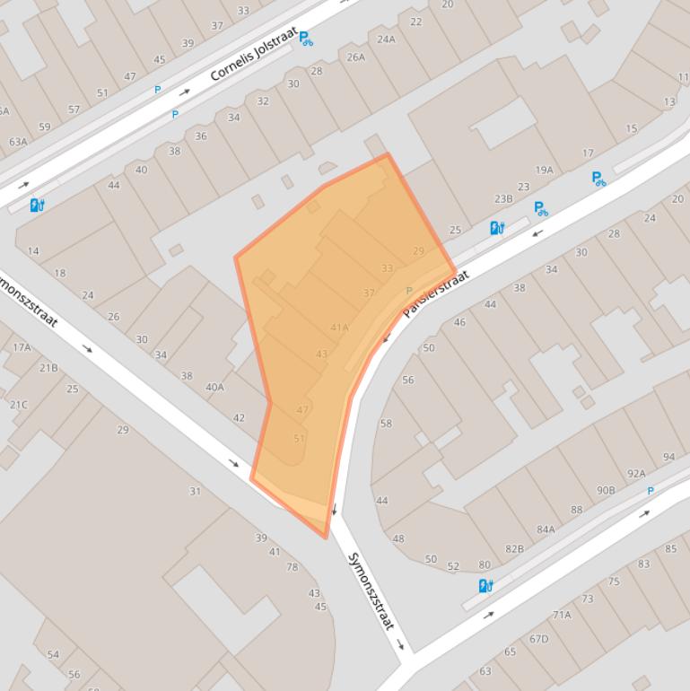 Kaart van postcodegebied 2584EH.