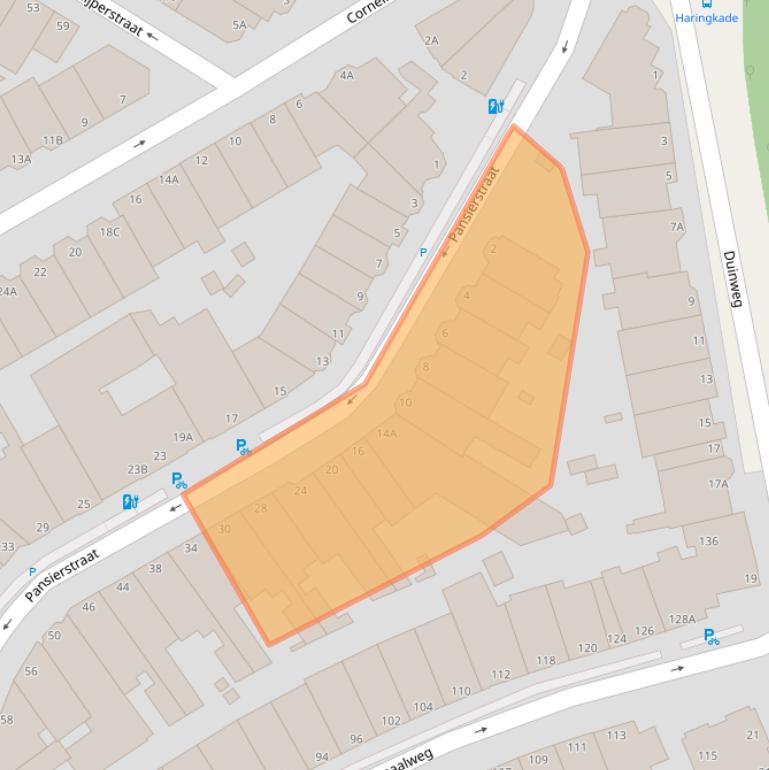 Kaart van postcodegebied 2584EJ.