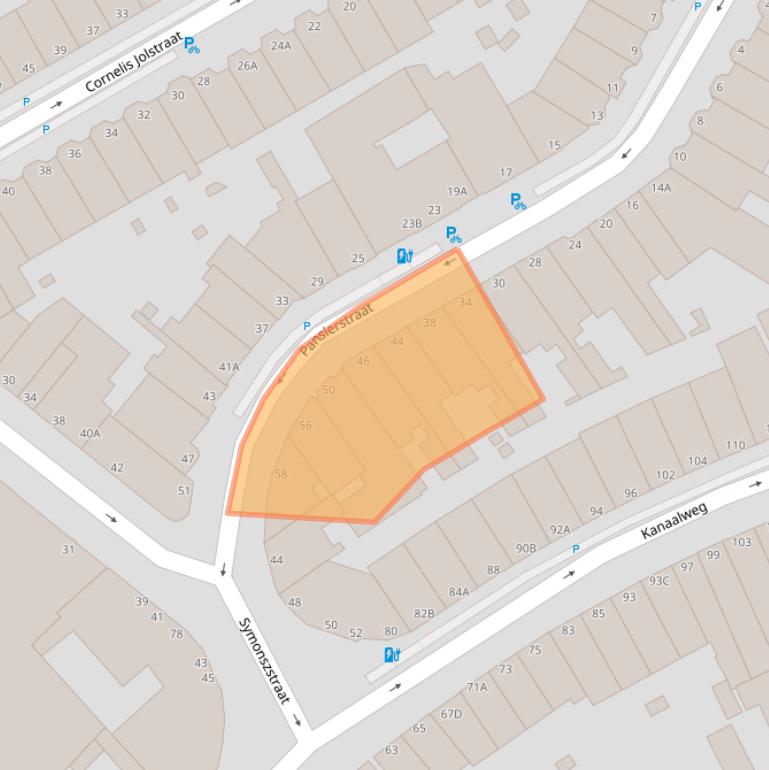 Kaart van postcodegebied 2584EK.