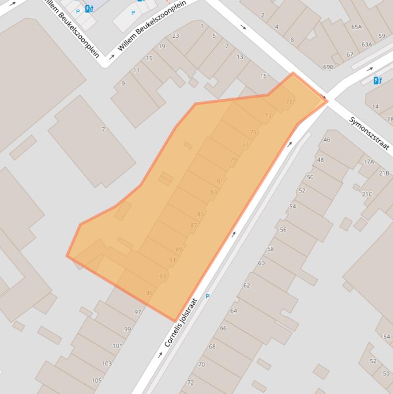 Kaart van postcodegebied 2584EN.