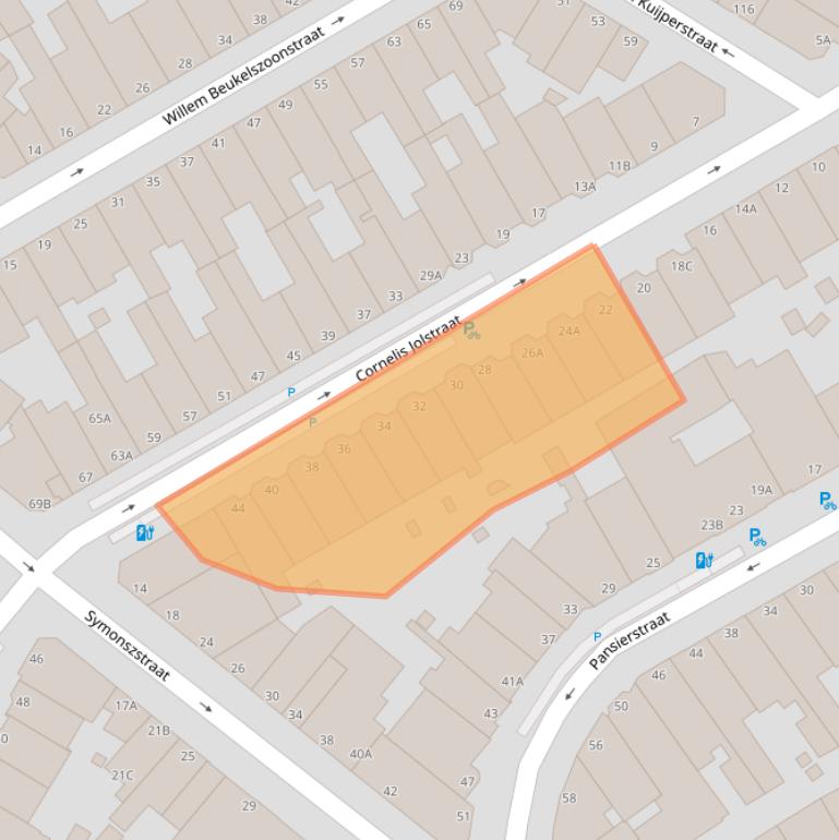 Kaart van postcodegebied 2584ES.