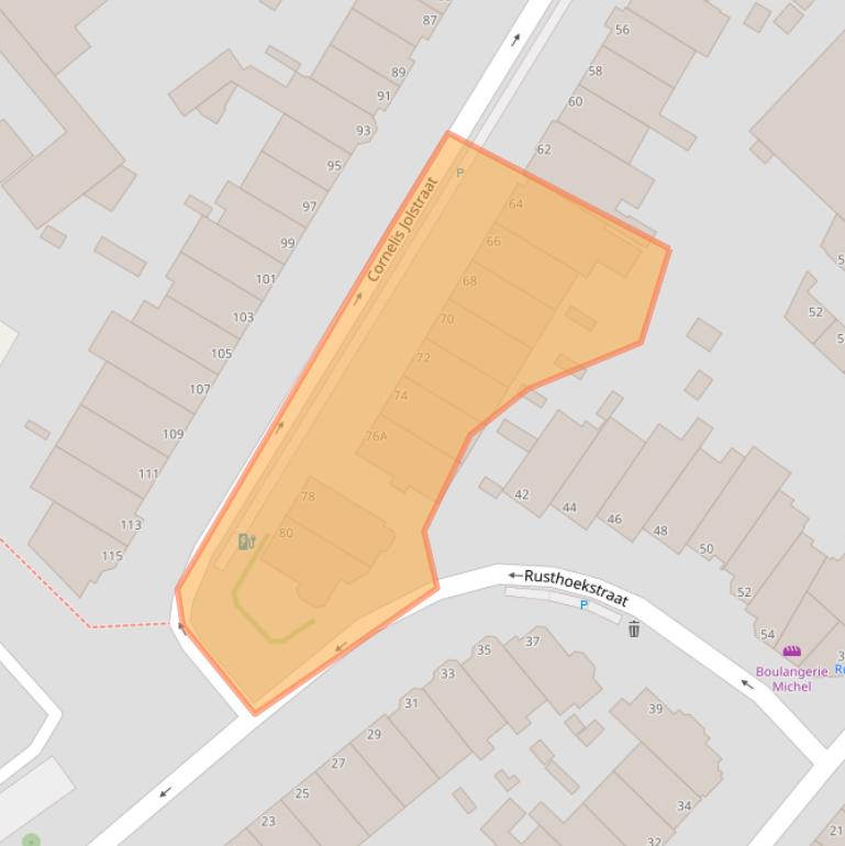 Kaart van postcodegebied 2584EV.