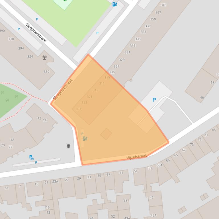 Kaart van postcodegebied 2584EW.