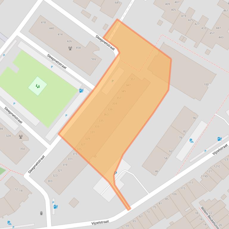 Kaart van postcodegebied 2584EX.