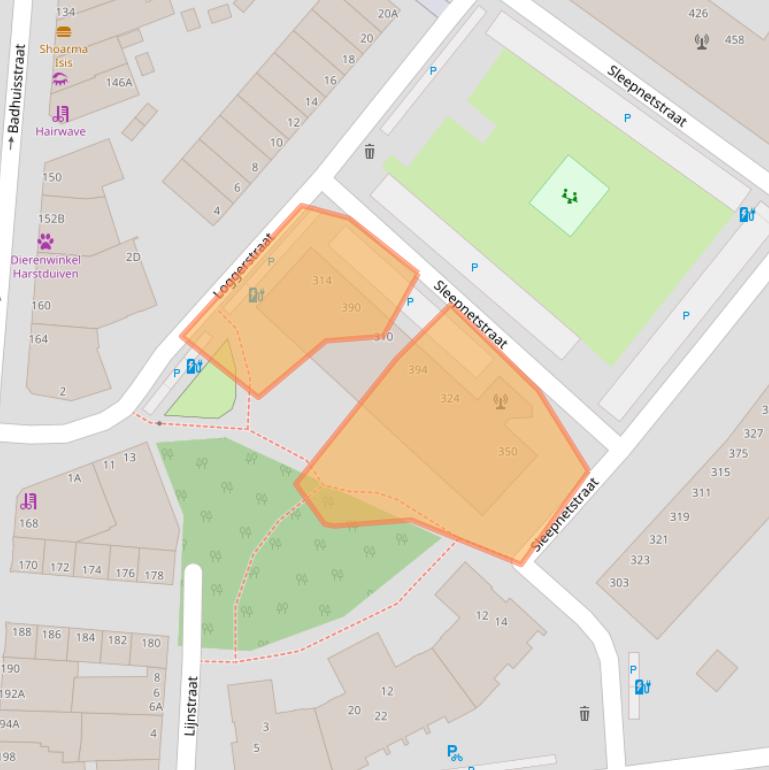 Kaart van postcodegebied 2584EZ.