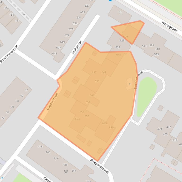 Kaart van postcodegebied 2584GG.