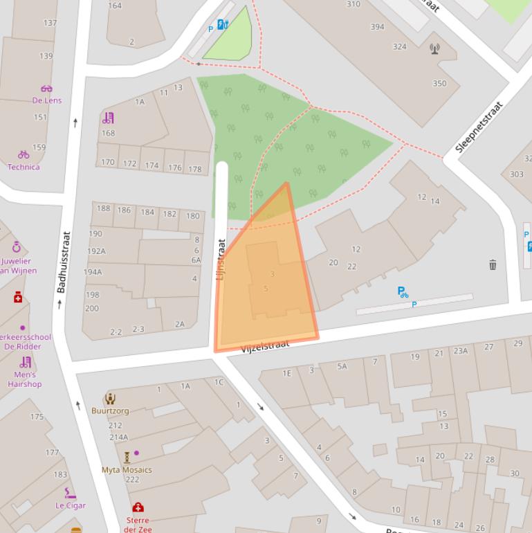 Kaart van postcodegebied 2584GV.