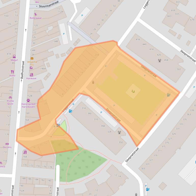 Kaart van postcodegebied 2584GZ.