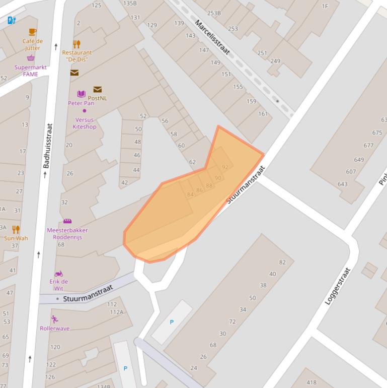 Kaart van postcodegebied 2584HC.