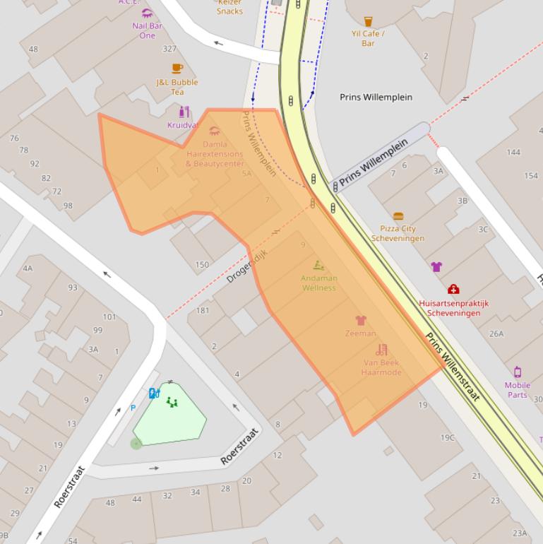 Kaart van postcodegebied 2584HR.