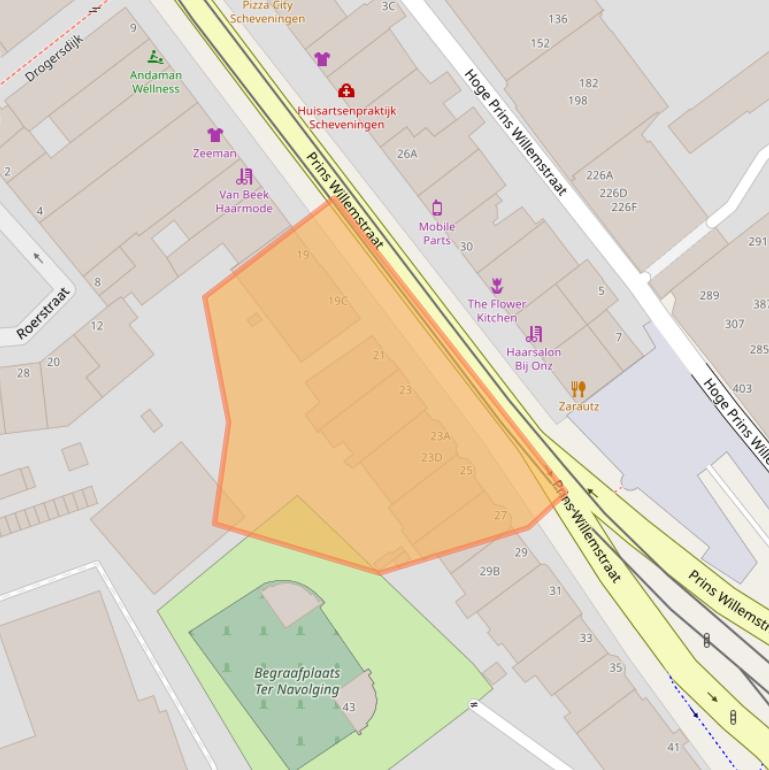 Kaart van postcodegebied 2584HS.