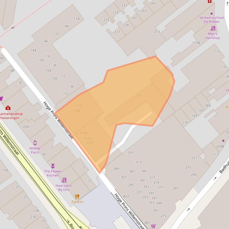 Kaart van postcodegebied 2584HX.